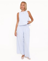 Petal & Pup - Jillian Smocked Pant Set - Blue Gingham