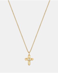 Elli Jewelry - Necklace Kids Cross Heart Crystals 925 Sterling Silver Gold Plated