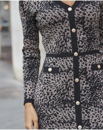 Sosandar - Leopard Print Jacquard Knit Dress