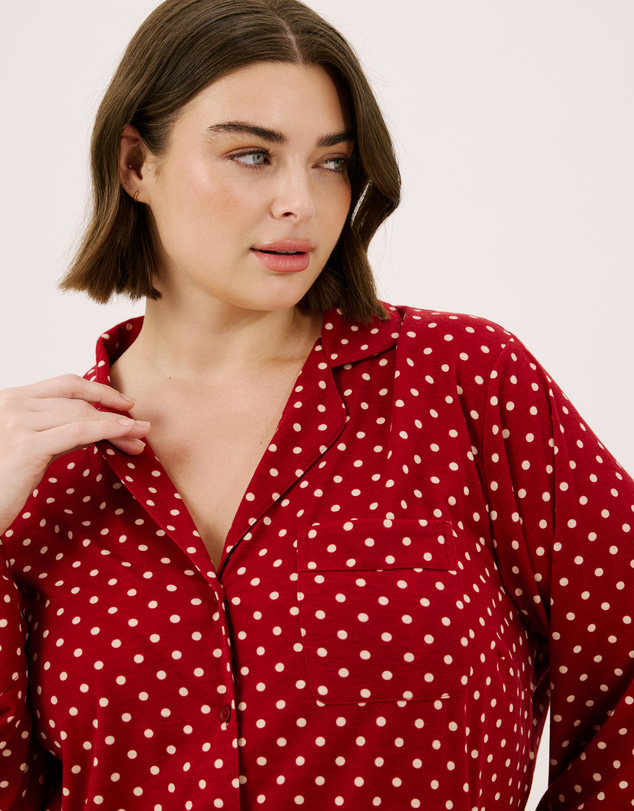 Atmos&Here Curvy - Polka Dot Long Sleeve Pyjama Set