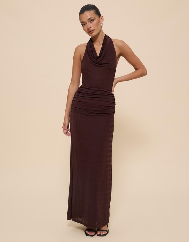 CHANCERY - Draped Bodice Halter Jersey Dress