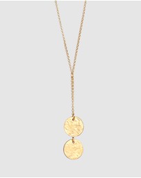 Elli Jewelry - Necklace Y-Chain Platelet Pendant Textured in 925 Sterling Silver Gold Plated
