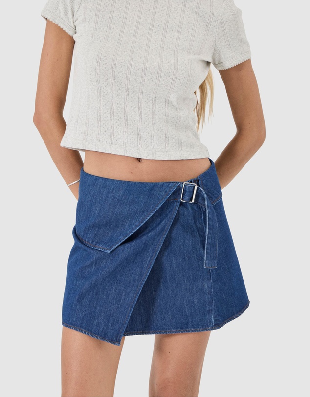 Rolla's - Lenny Wrap Mini Skirt - Blue Smoke