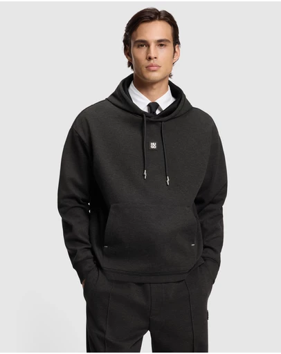 HUGO - Relaxed-Fit Hoodie With Stacked Logo