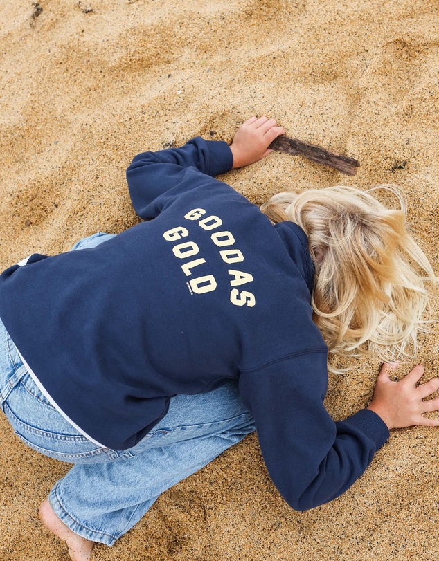Skwosh - Good As Gold Kids Half Zip Sweat in Navy