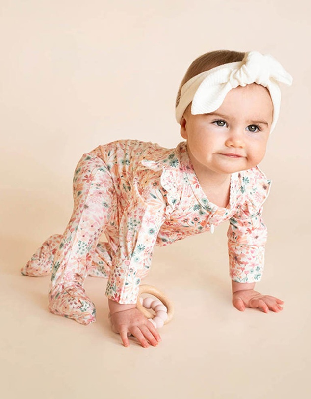 Bebe by Minihaha - Fern Floral Organic LS Zipsuit - Babies
