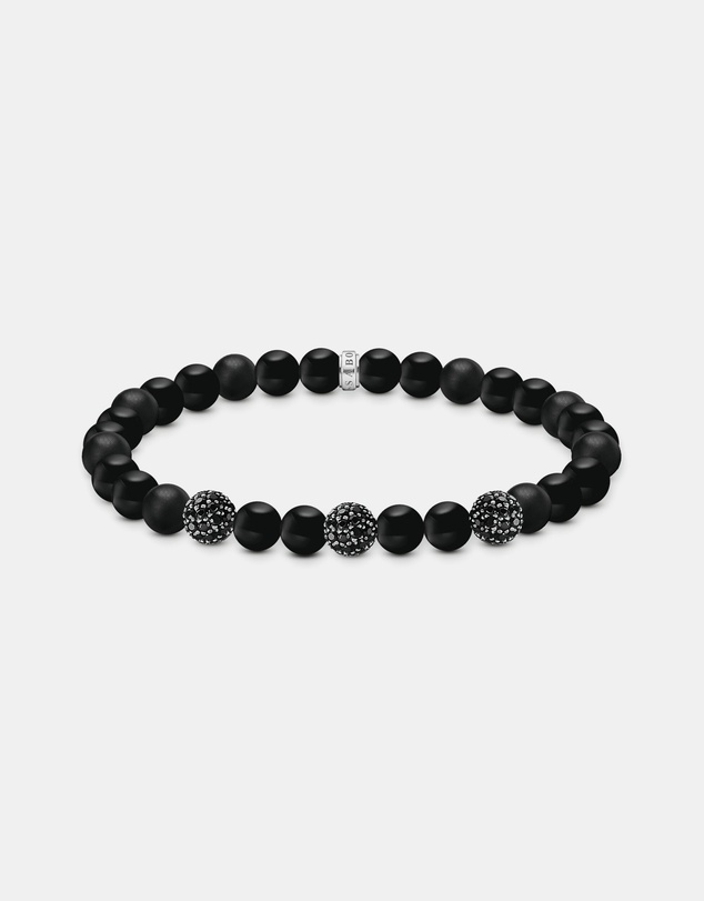 THOMAS SABO - THOMAS SABO Obsidian bracelet with three zirconia beads