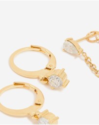 Lovisa - Waterproof Gold Plated Stainless Steel Cubic Zirconia Pave Earrings Stacking Pack