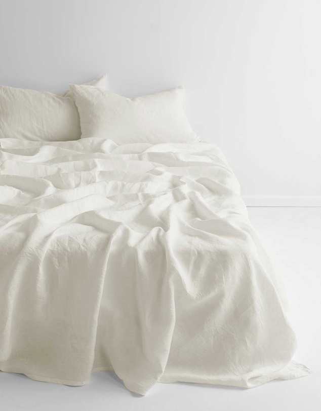 Aura Home - Evie Stonewash Organic Cotton Sheet Set in Cloud White