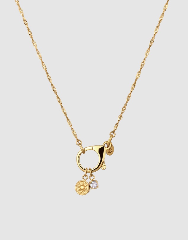 Elli Jewelry - Necklace Women Sun Zirconia White 925 Sterling Silver Gold Plated