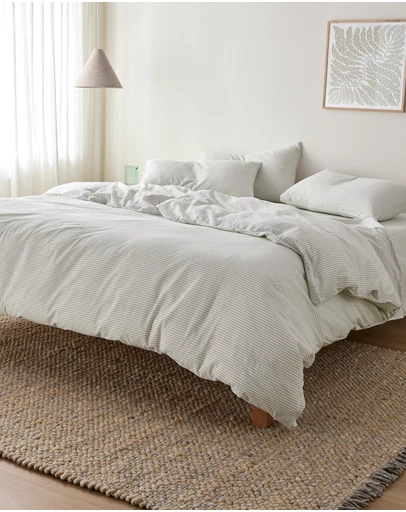 Sheet Society - Leo Washed Cotton Stripe Quilt Cover Set