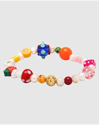 Nialaya Jewellery - Men's Berry Pearl Bracelet with Assorted Beads