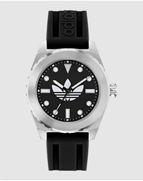 adidas Originals - Discoverer One Steel 44mm Black Silicone Watch