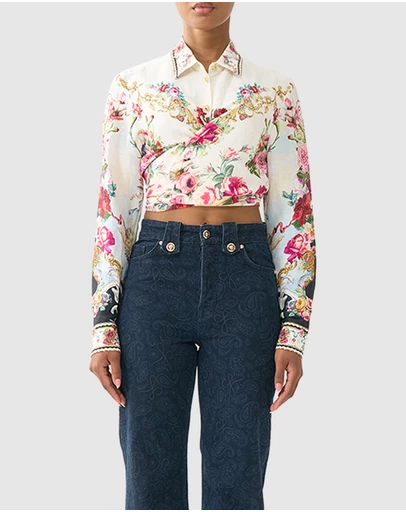 Camilla - Cropped Wrap Shirt With Tie