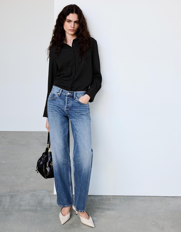 M.N.G - Satin Shirt with Concealed Placket