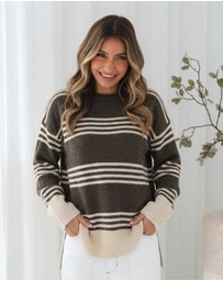 Esther & Co - Kessie Knit - Choc Stripe