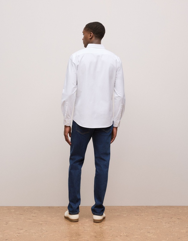 Trenery - Tailored Fit Cotton Monogram Oxford Shirt in White