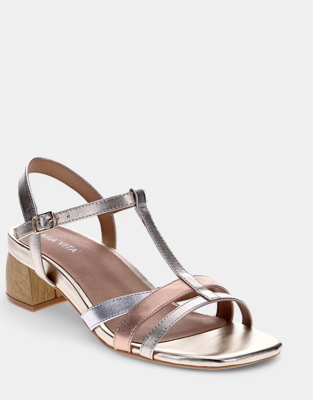 Mia Vita - Yass Heeled Sandal - Champagne Multi