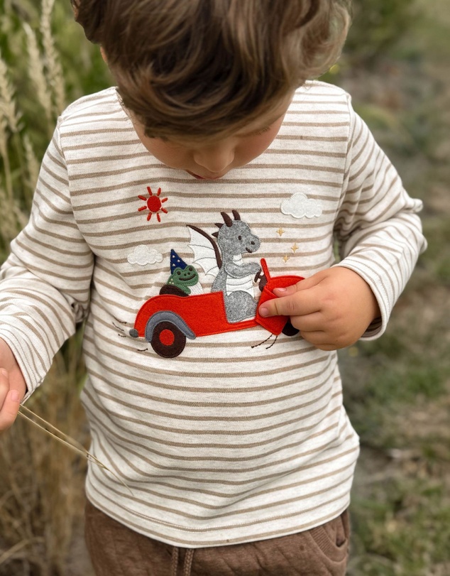 Purebaby - Flying Car Thick Tee -Kids-Babies