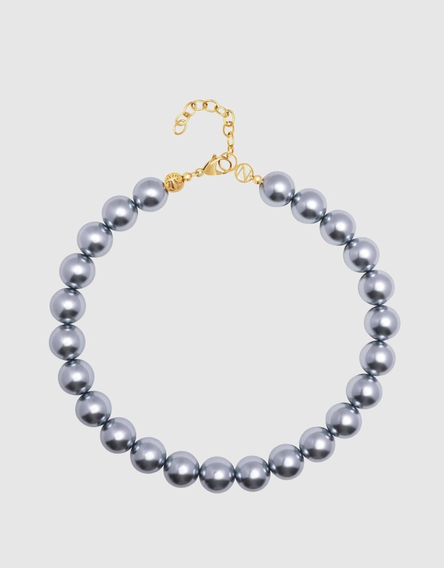 Nialaya Jewellery - Chunky Pearl Choker with Silver Finish
