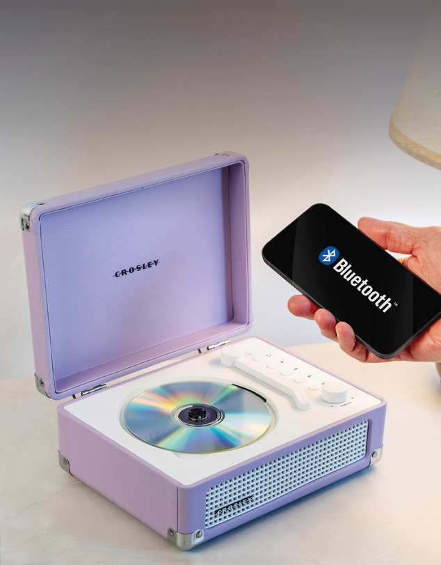 Crosley - Crosley Cruiser Portable Retro CD Player with Stereo Bluetooth Speakers, FM Radio - Lavender