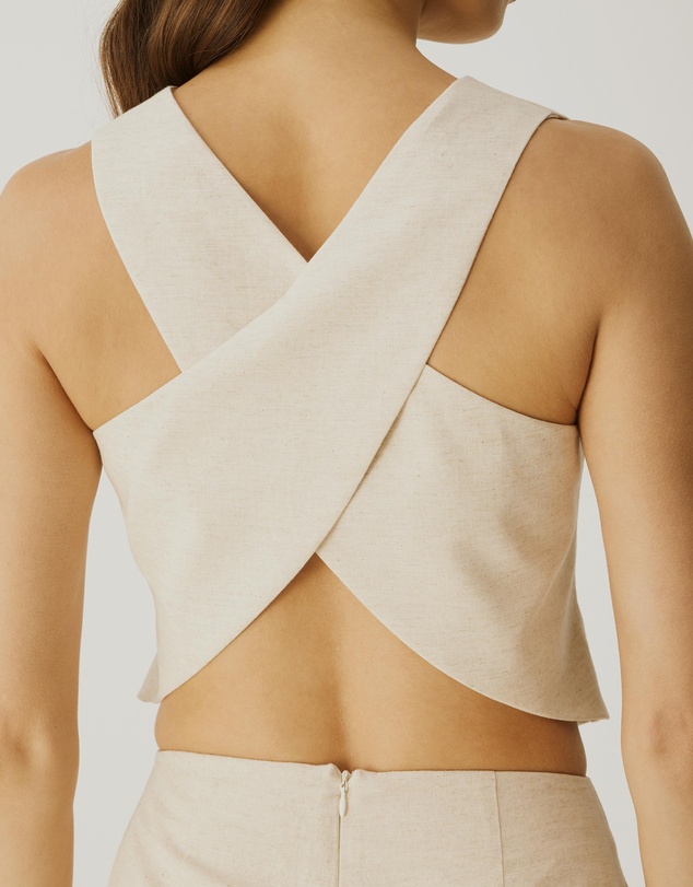 Atmos&Here - Yasmin Linen Blend Cross Back Vest