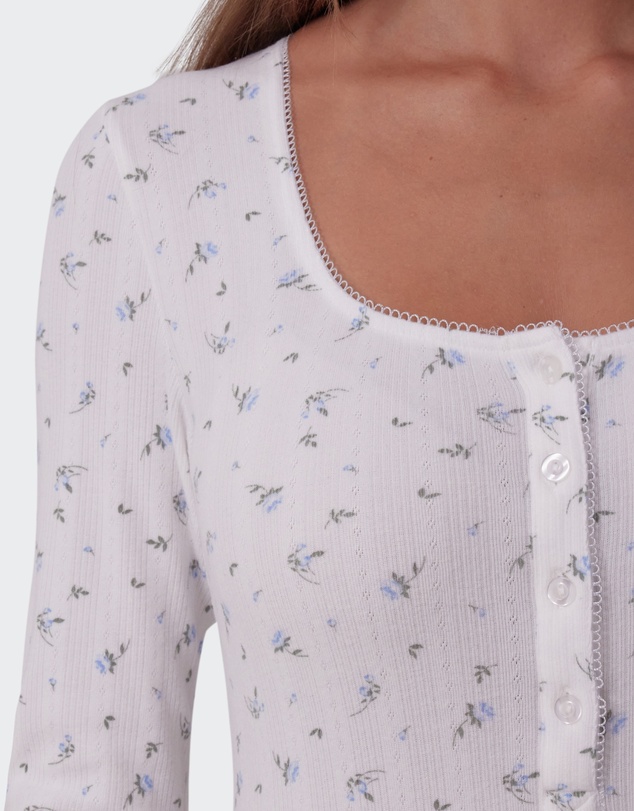 Bras N Things - Polly Long Sleeve Romper - Print Ditsy Floral