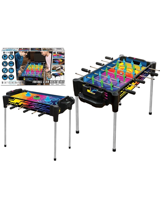 Ambassador - 2 -in-1 Foosball & Air Hockey Neon Arcade Table