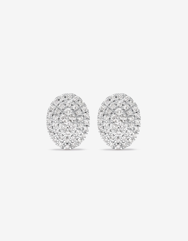 Michael Hill - 0.30 Carat TW Oval Shaped Diamond Cluster Stud Earrings in 10kt White Gold