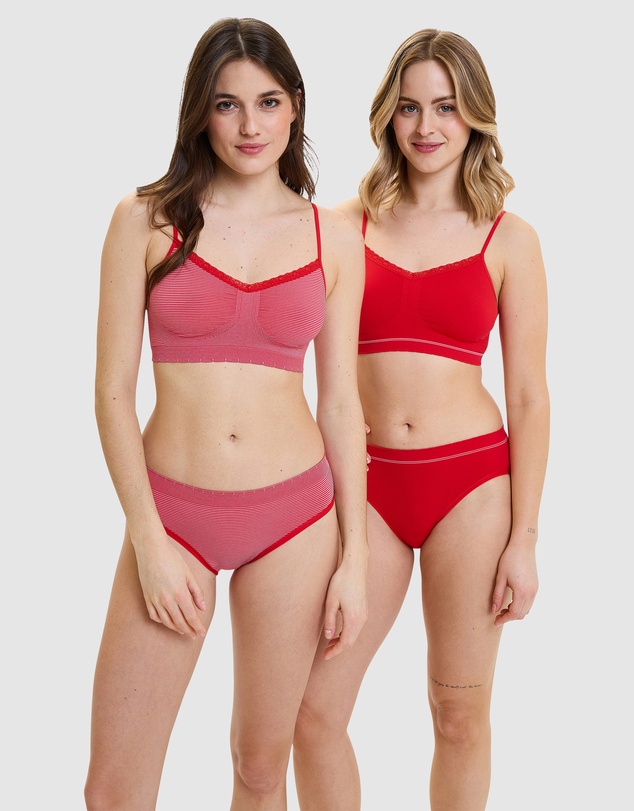 Billet Doux - Zen Attitude Crop Top Style Wirefree Bralette - 2 Pack