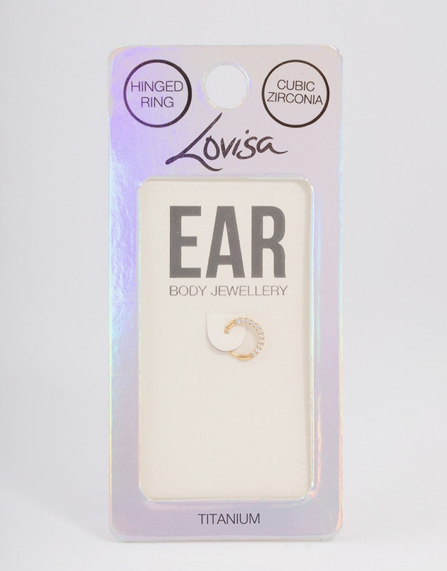 Lovisa - Gold Plated Titanium Cubic Zirconia Clicker Earring 7mm