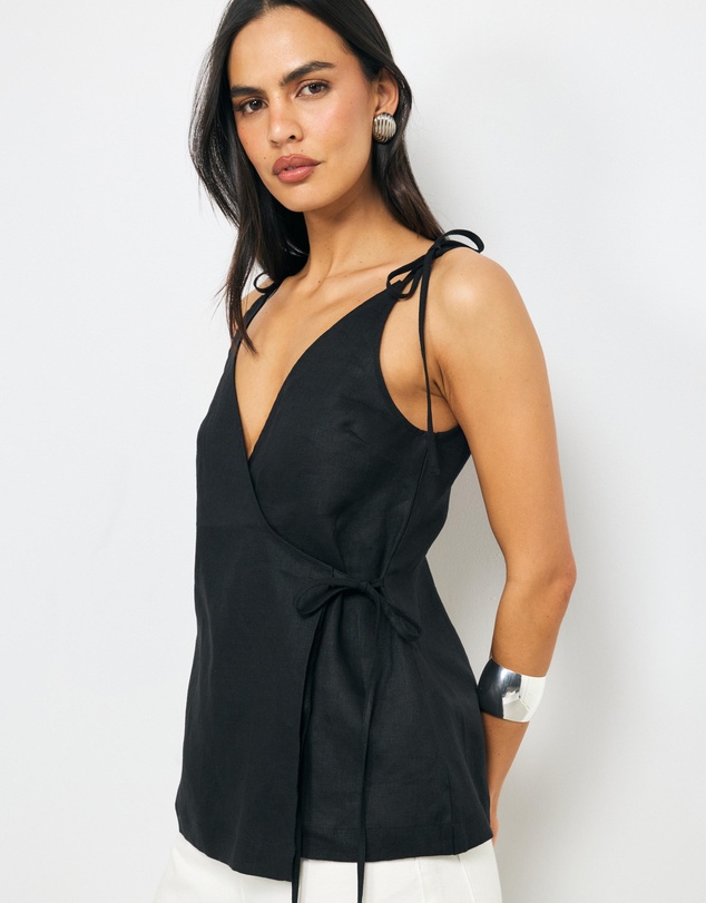 AERE - Remi Crossover Linen Top