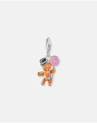 THOMAS SABO - Silver Blackened Gingerbread Man Charm With Lollipop