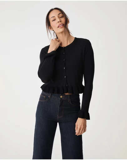Forcast - Daisy Tencel Frill Cardigan