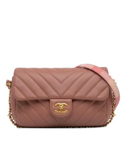 Pre-Loved by Azura Reborn - Pre-Loved Mini Rectangular Chevron Lambskin Chain Around Flap