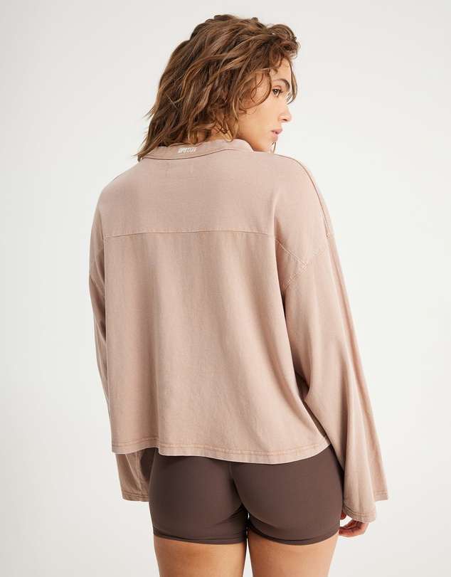 Upstate - Retro Sport Long Sleeve Tee - Moccha