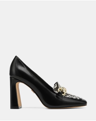 Black Snake Print Leather
