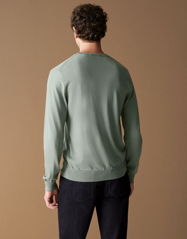Trenery - Merino Crew in Moss Green