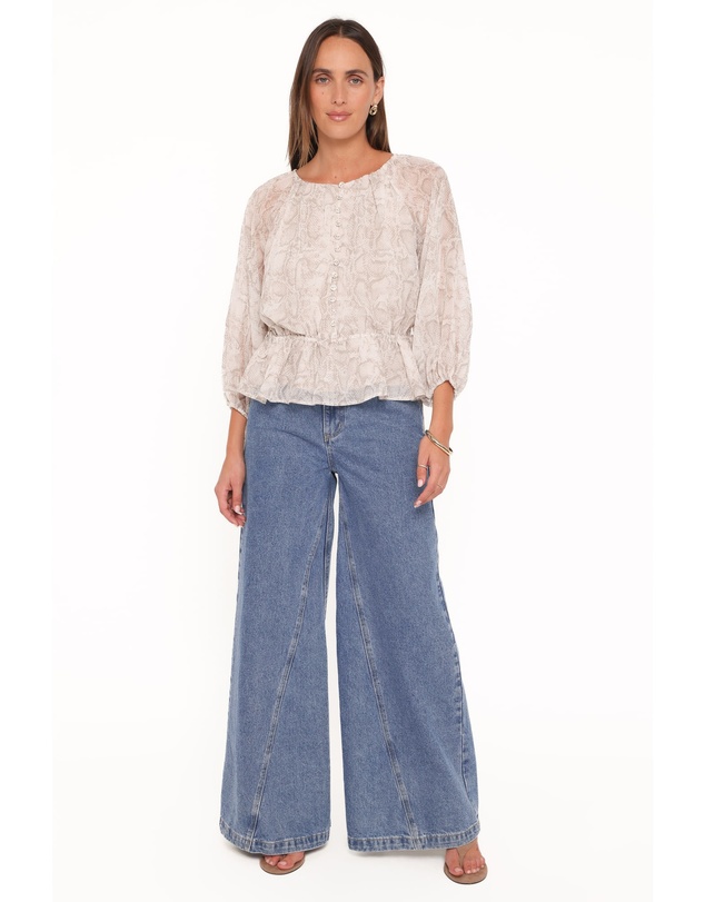Petal & Pup - Ethelinda Drawcord Waist Top - Snake Print