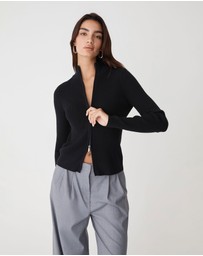 Forcast - Blake Ribbed Zip Cardigan