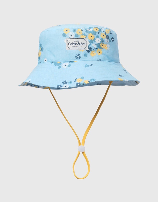 Goldie + Ace - Cotton Rayon Blue Bucket Hat - ICONIC EXCLUSIVE - Babies-Teens