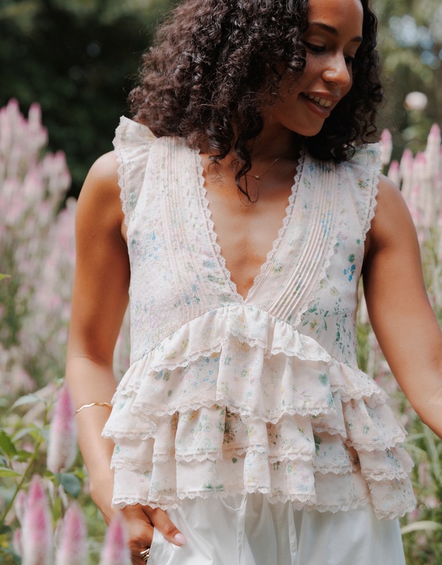 Petal & Pup - Yana Ruffle Top - Pastel Pink Floral