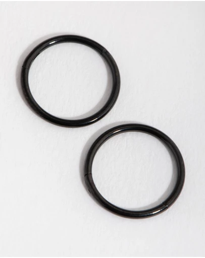 Lovisa - Black Coated Metal Surgical Steel 8mm Sleeper Earrings