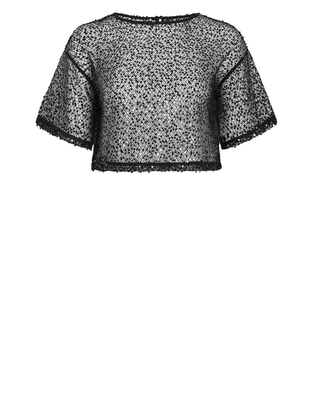 City Chic - Plus size Stardust Sequin Crop Top - black