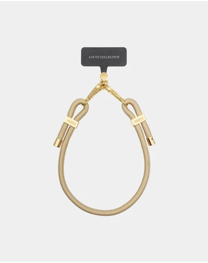 LOUVE COLLECTION - Universal Phone Strap Connector (Black) + Bisque Beige Wristlet