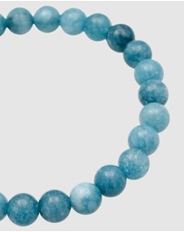 Kuzzoi - ICONIC EXCLUSIVE - Bracelet Male Agate Aquamarine Beads 925 Sterling Silver