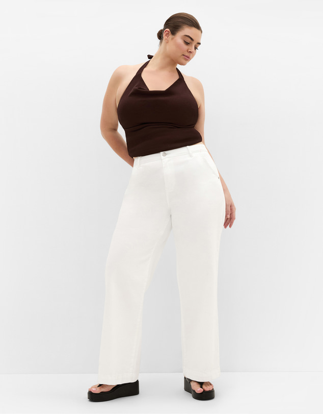 City Chic - Plus size Emmy Halter Cowl Neck Top - chocolate
