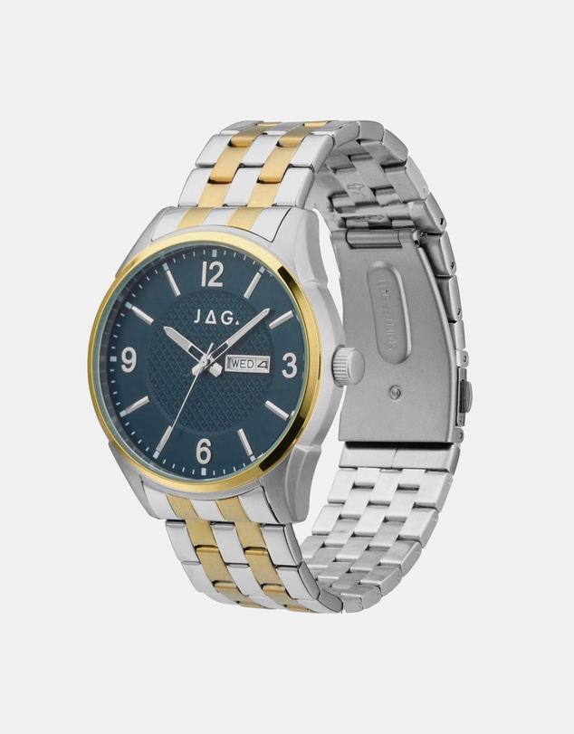 Jag - William Mens Blue Dial Ips 44mm Two-Tone Watch