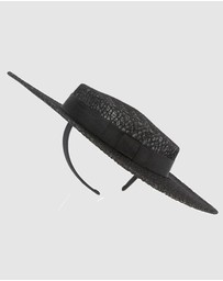 Max Alexander - Black lace-covered Boater Hat