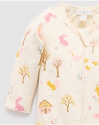 Purebaby - 2 Pack Basics Printed Zip Growsuit -Kids-Babies